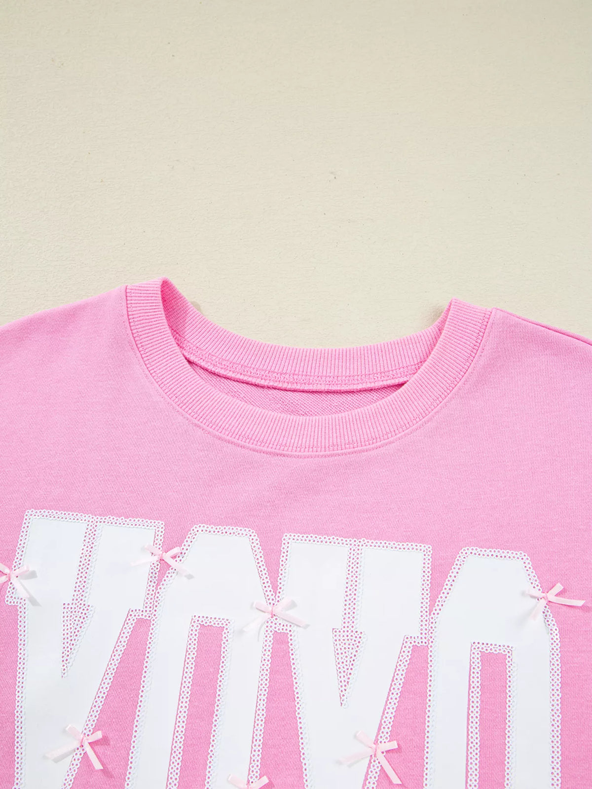 Sequin XOXO Letter Graphic Exposed Seam Baggy Sweatshirt - Lilixa.store
