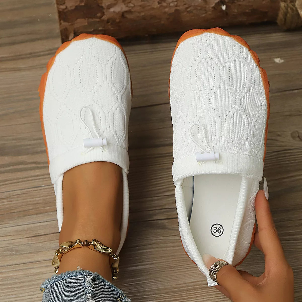 Round Toe Drawstring Slip-Ons - Lilixa.store