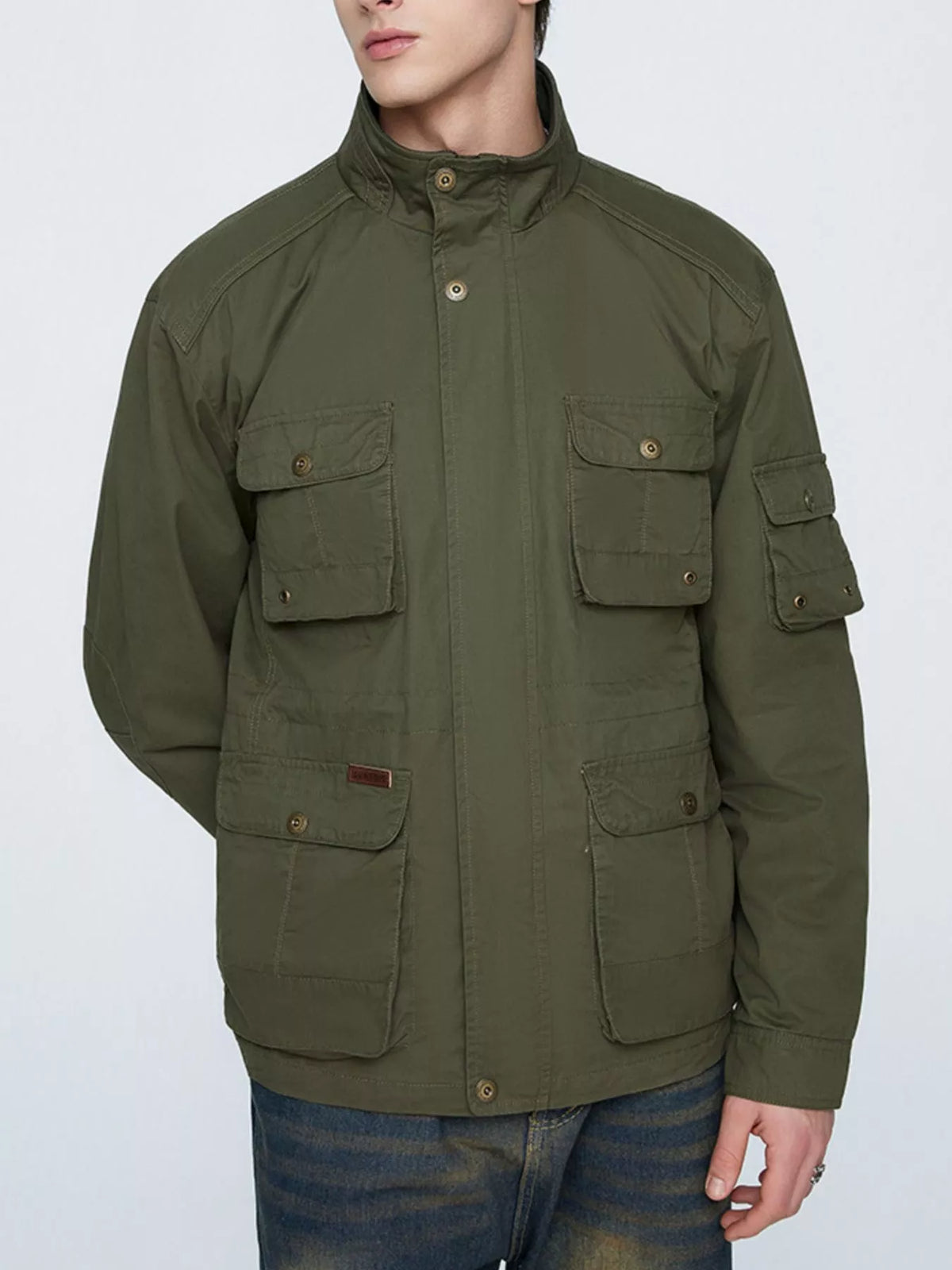 Men's Plus Size Multi-Pocket Zip Up Jacket - Lilixa.store