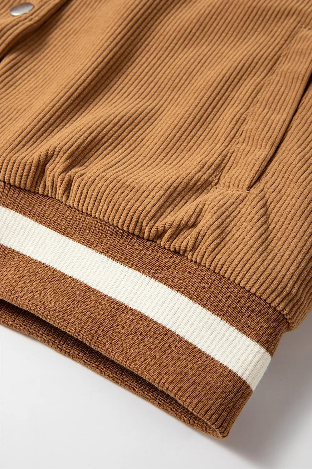 Contrast Baseball Collar Snap Down Long Sleeve Jacket, view 13