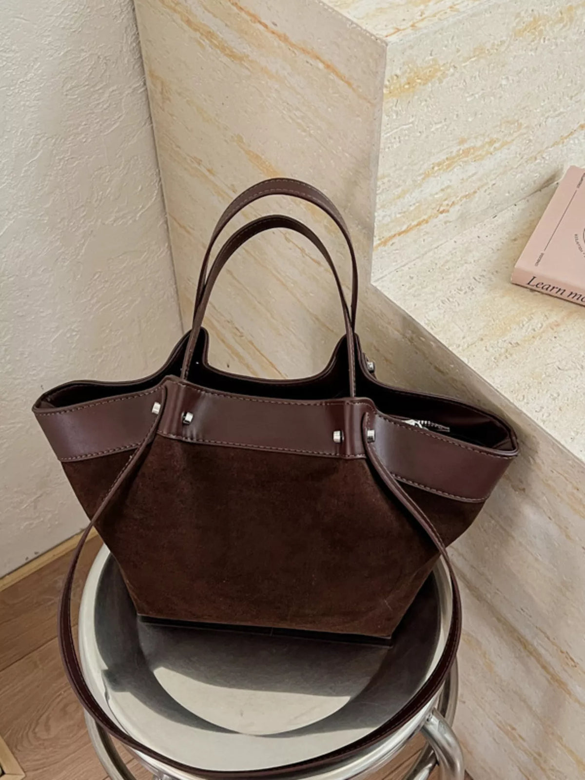 Leather Trim Tote Bag