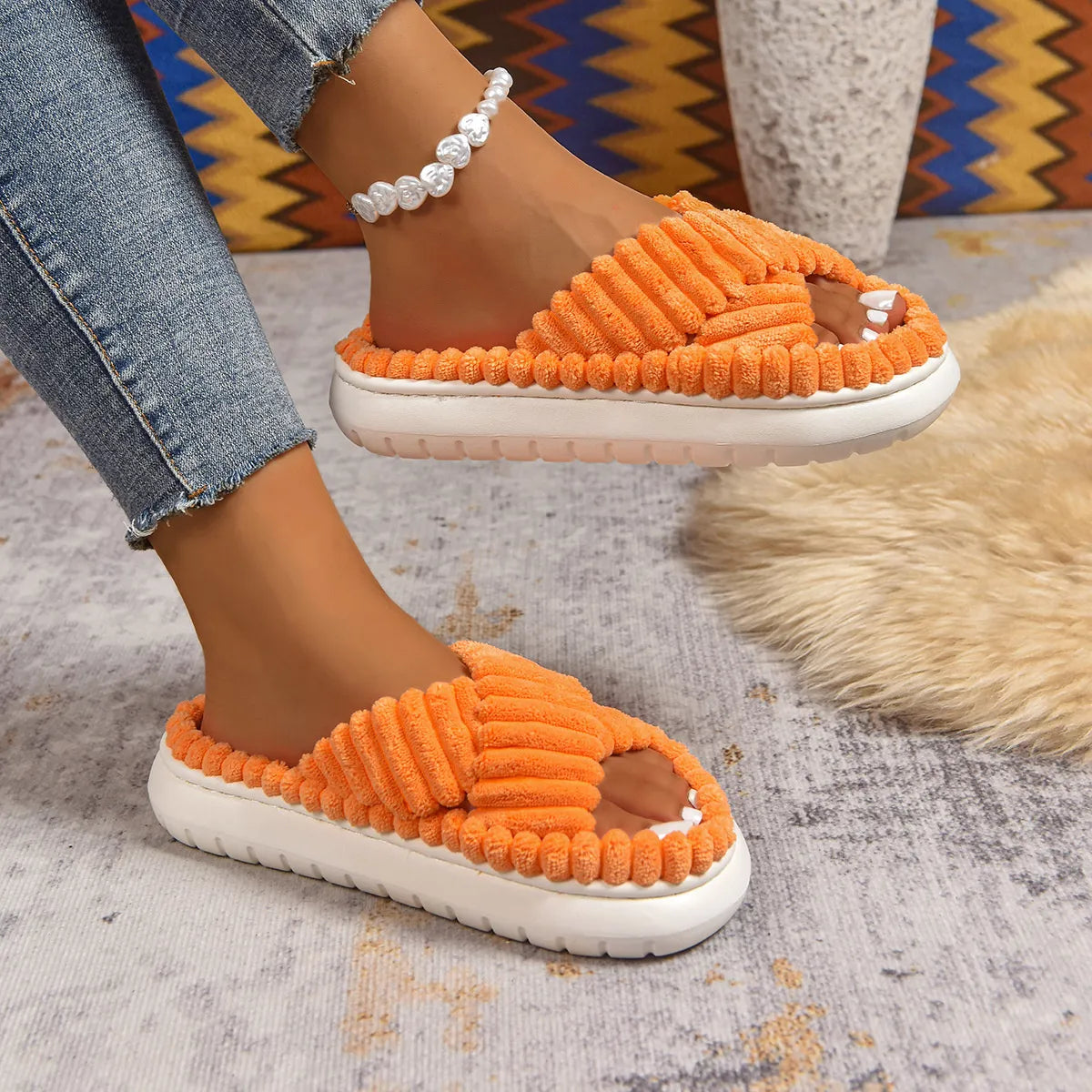 Crisscross Open Toe Platform Slippers - Lilixa.store