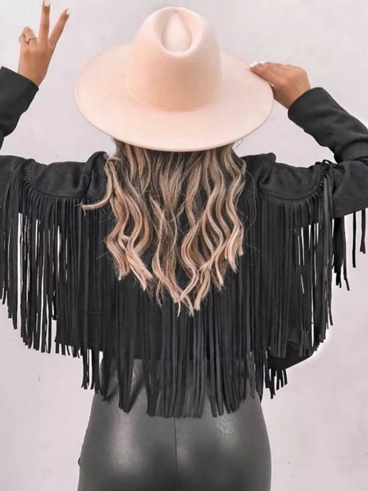 Fringe Open Front Cropped Jacket, view 6