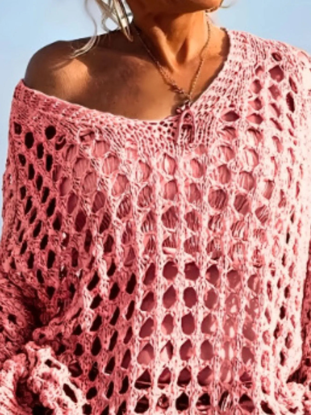 Crochet Long Sleeve Knit Cover Up - Lilixa.store