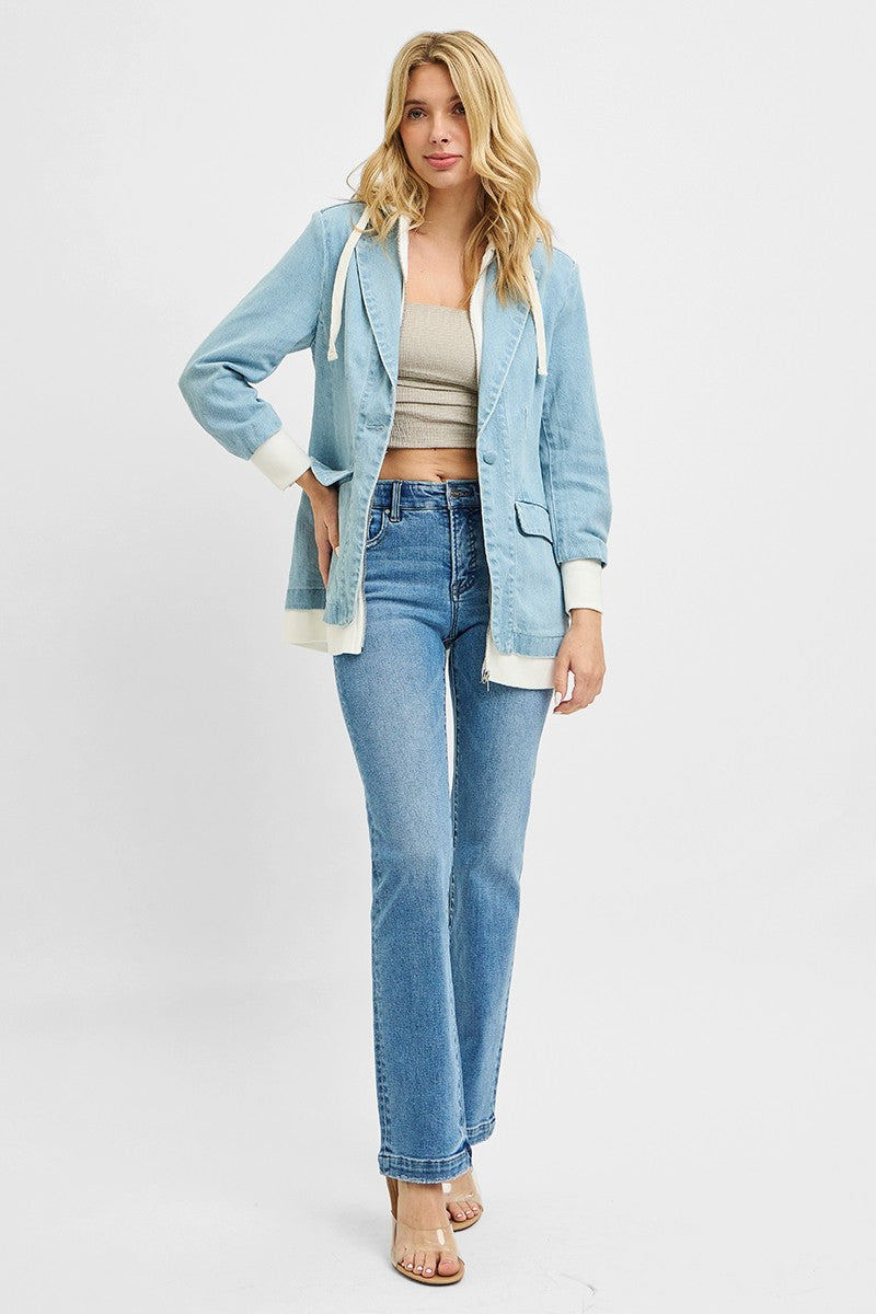 RISEN One Button Blazer with Hoodie Jacket - Lilixa.store