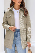 Snap Down Collared Winter Coat - Lilixa.store