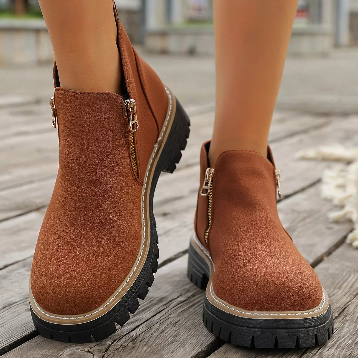 Side Zipper Ankle Boots - Lilixa.store