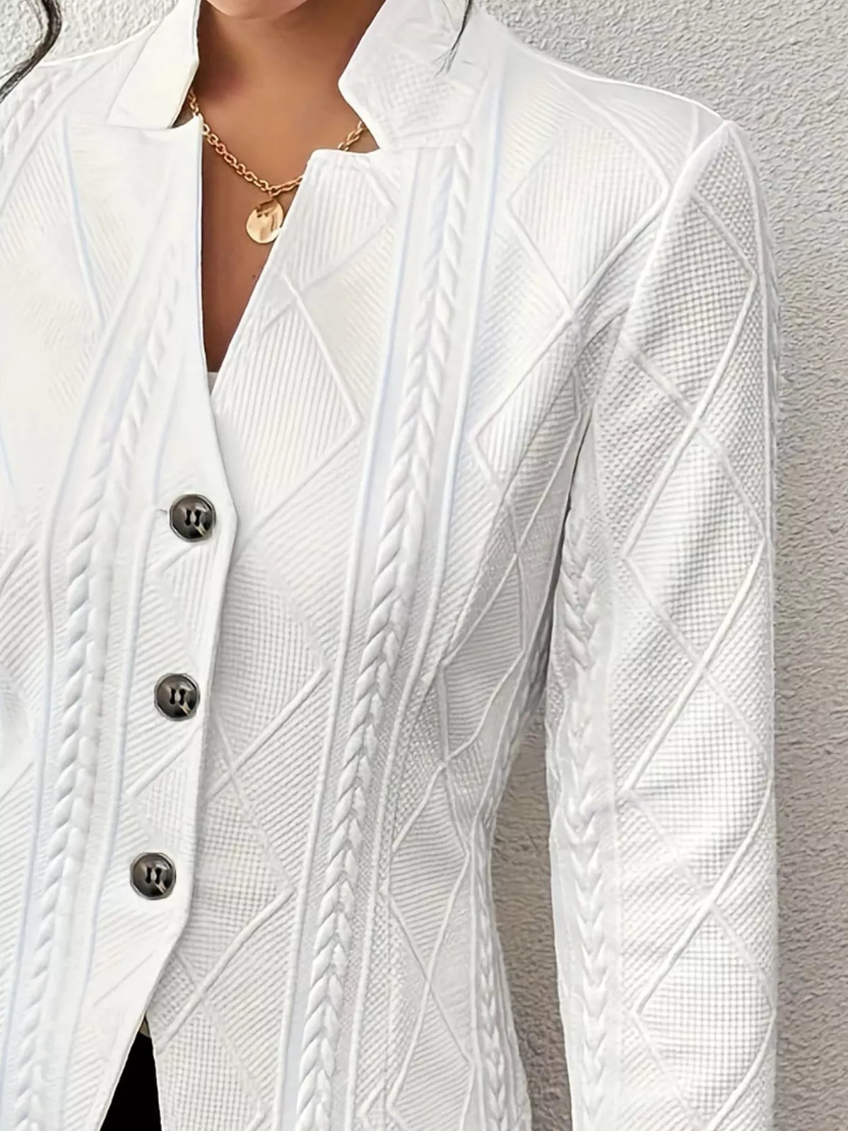 Textured Knit Button-Front Blazer - Lilixa.store