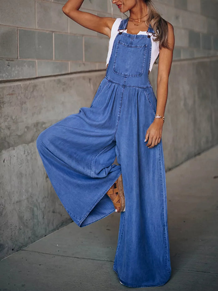 Wide Leg Denim Overalls - Lilixa.store