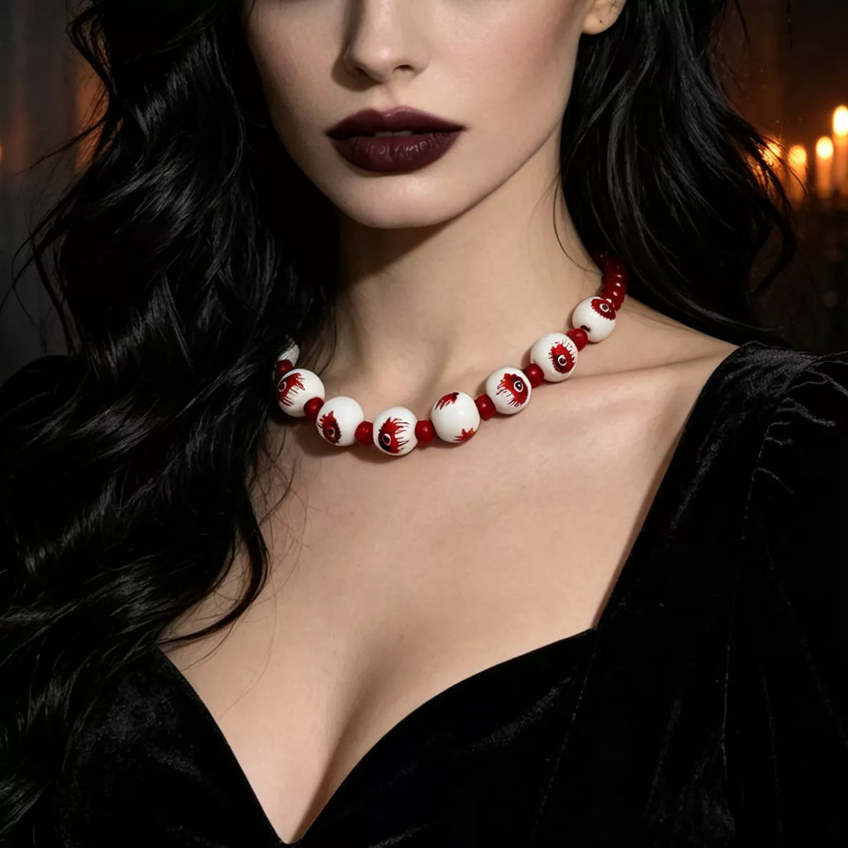 Halloween Eyeball Beaded Necklace - Lilixa.store