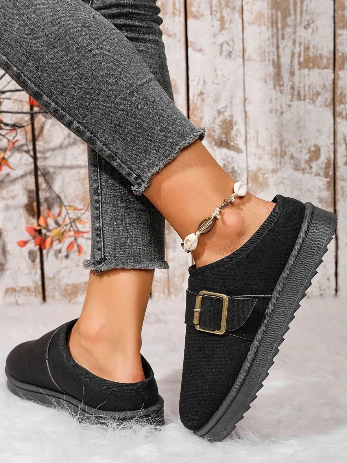 Cozy Buckle Suede Winter Slippers - Lilixa.store
