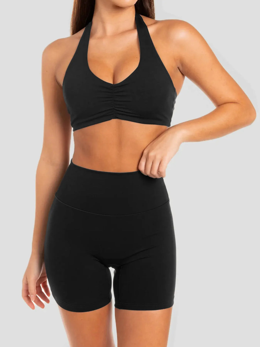 Halter Neck Cami and Shorts Active Set - Lilixa.store
