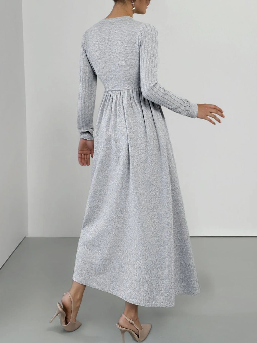 Lace Detail V-Neck Maxi Dress with Side Slit - Lilixa.store
