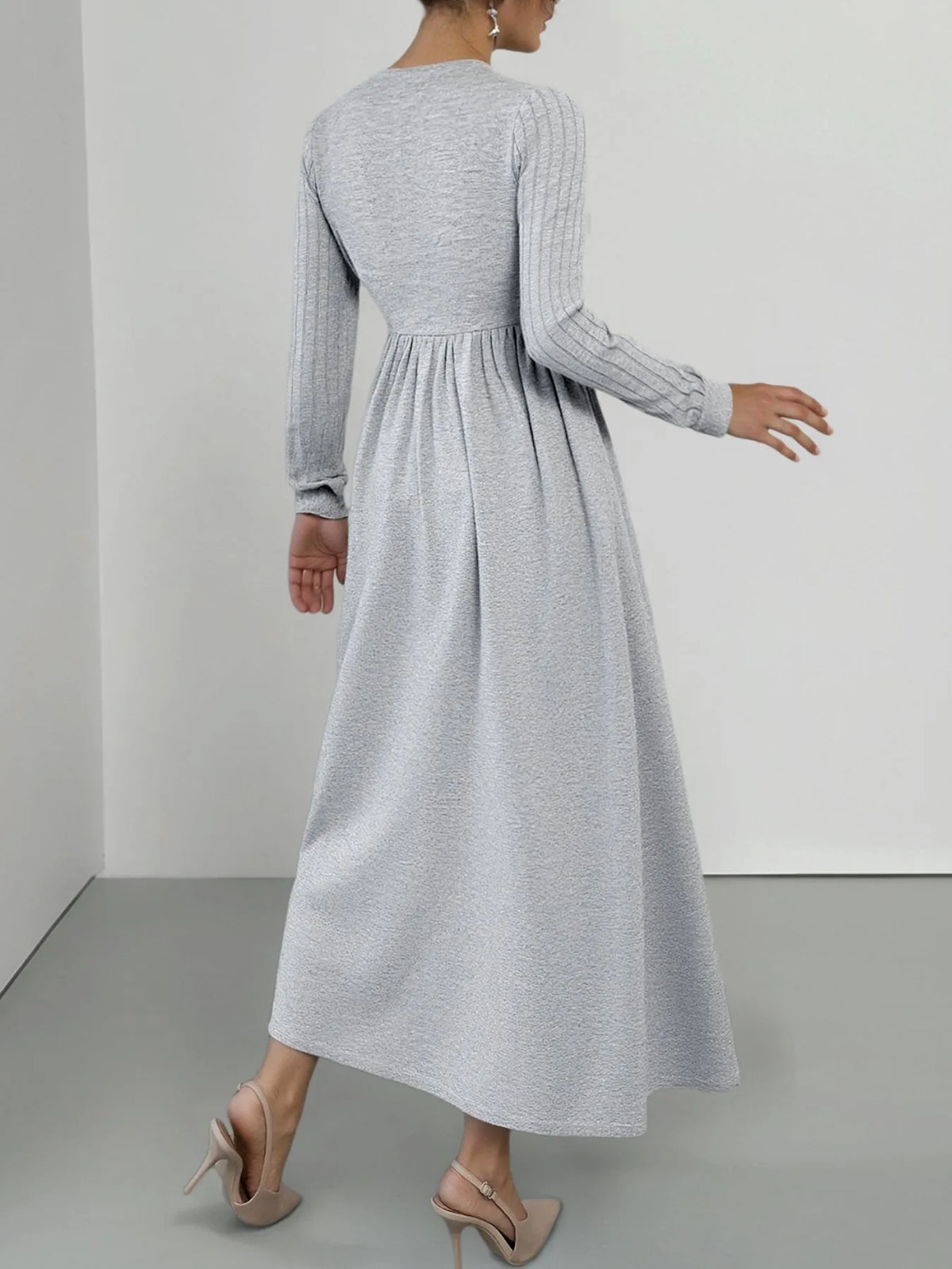 Lace Detail V-Neck Maxi Dress with Side Slit - Lilixa.store