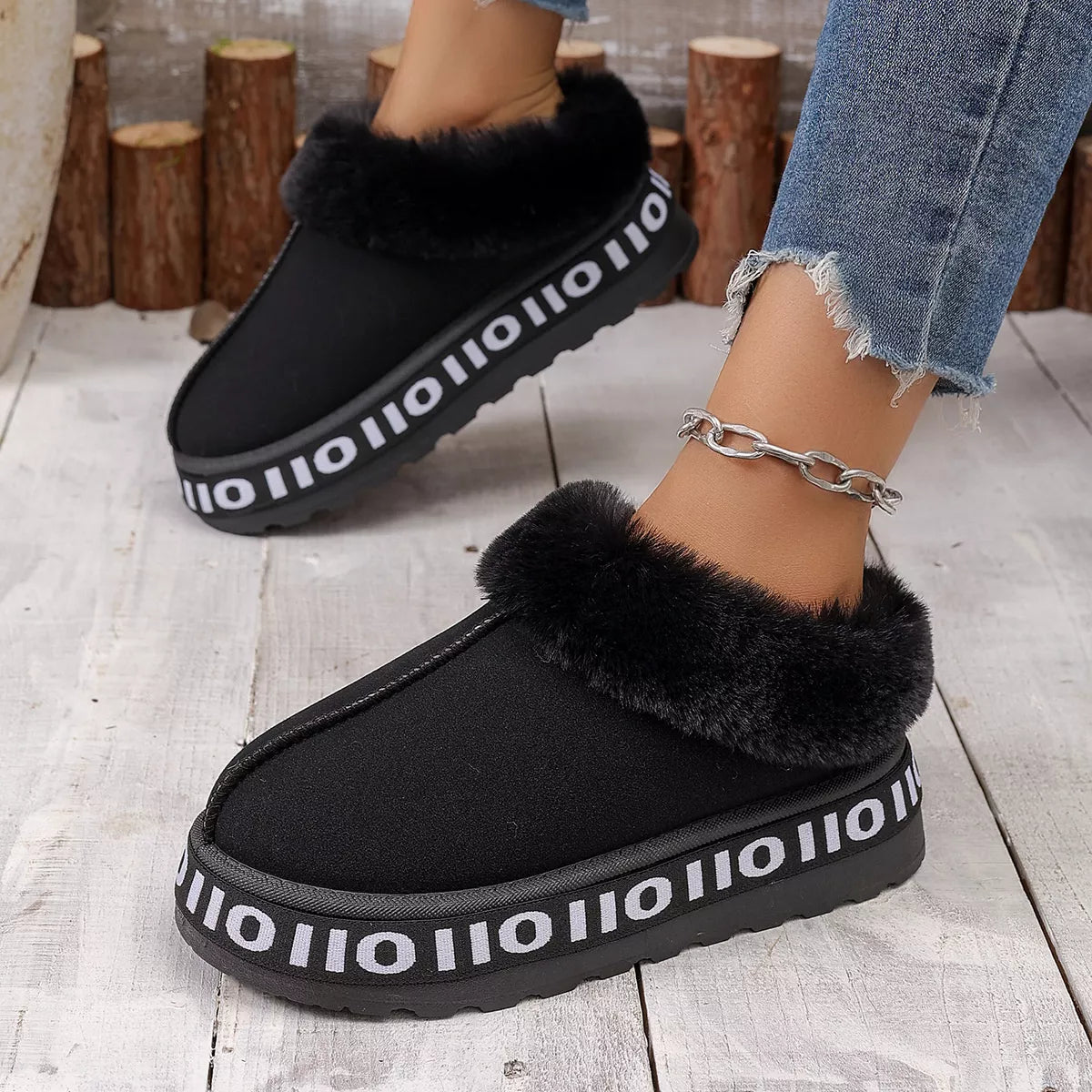 Round Toe Plush Lined Ankle Boots - Lilixa.store