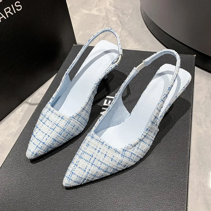 Point Toe Kitten Heel Slingback Pumps - Lilixa.store