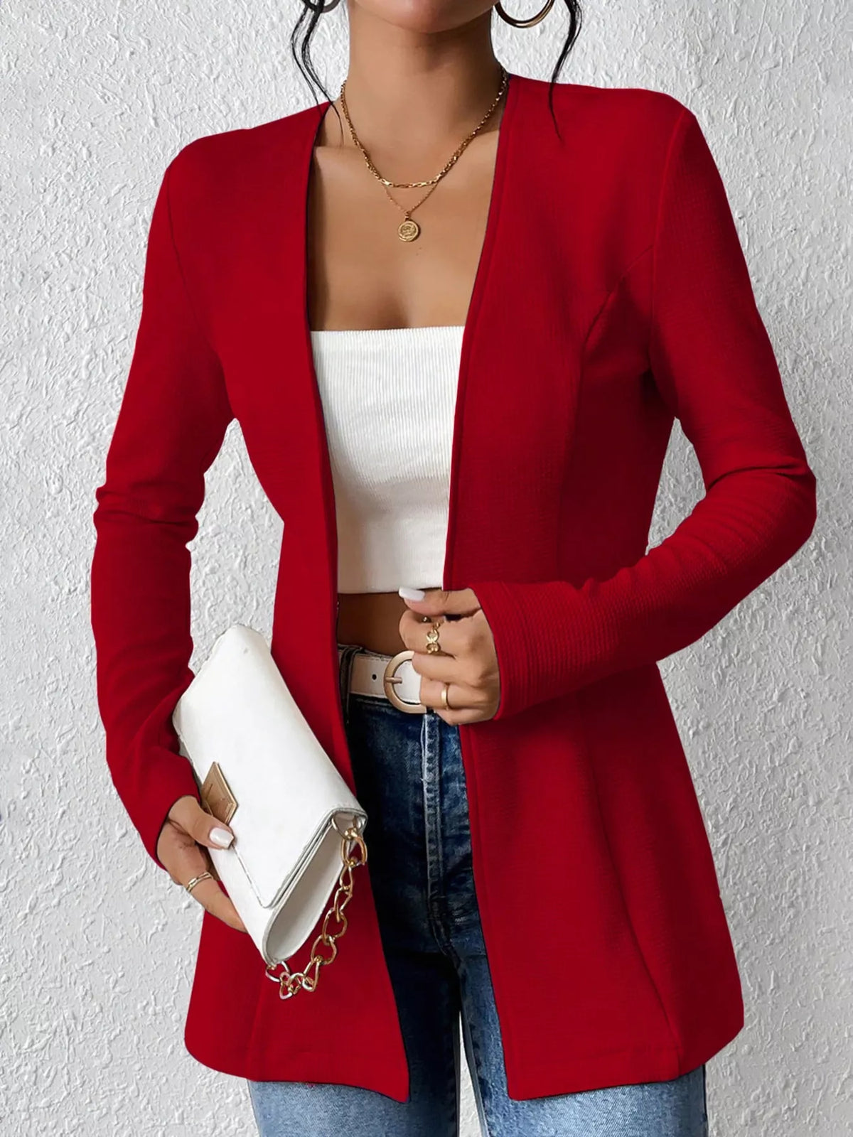 One Button Long Sleeve Blazer - Lilixa.store