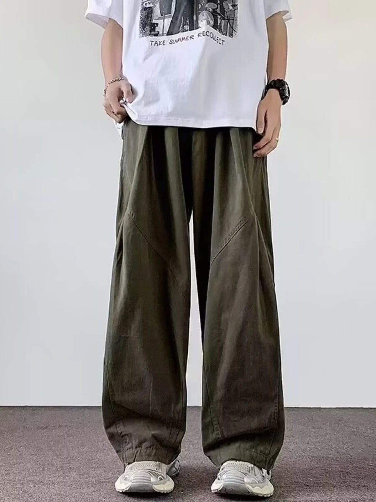 Men's Plus Size Loose Fit Casual Cargo Pants in Green