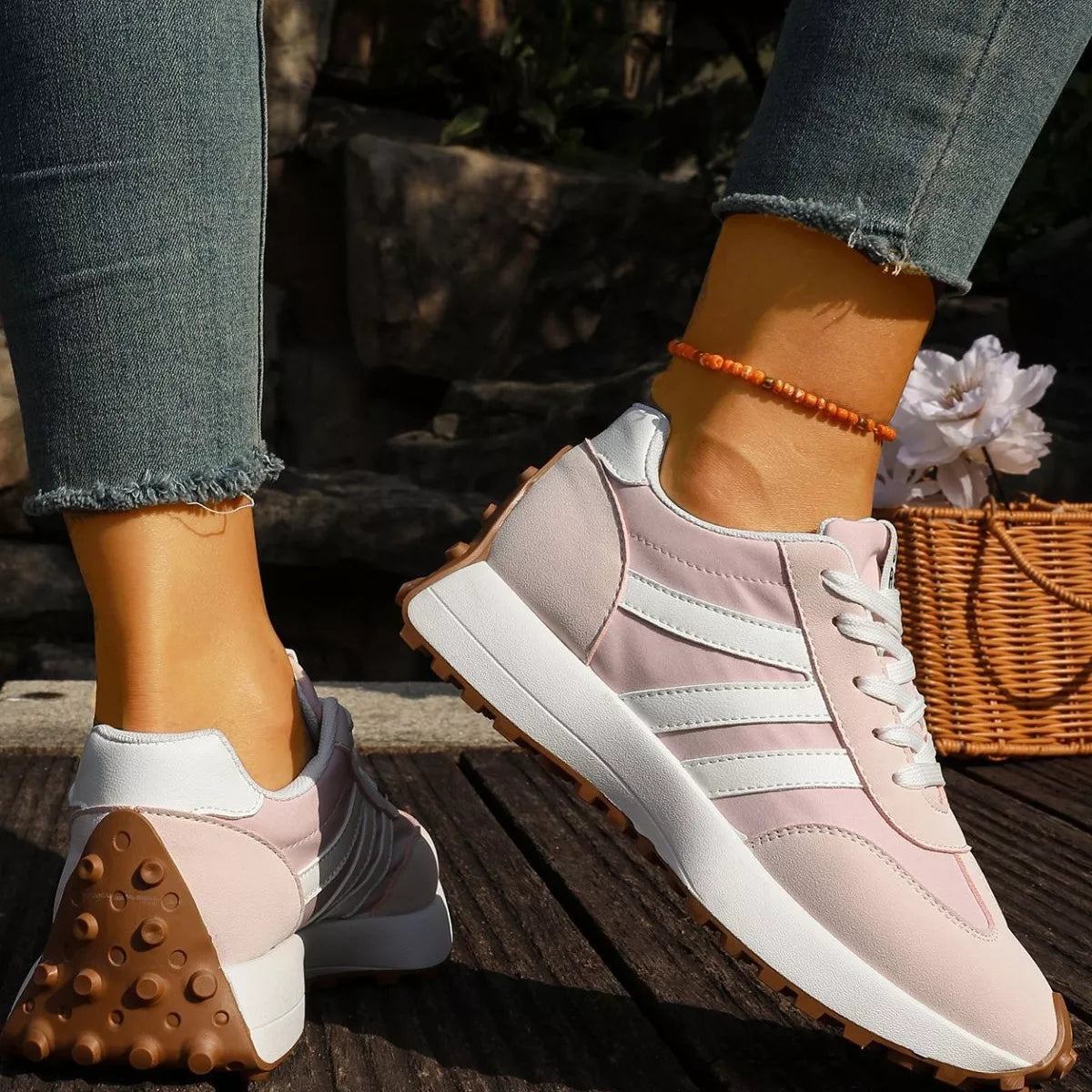 Round Toe Lace Up Sneakers - Lilixa.store