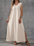 Sleeveless V-Neck Side-Slit Maxi Dress - Lilixa.store