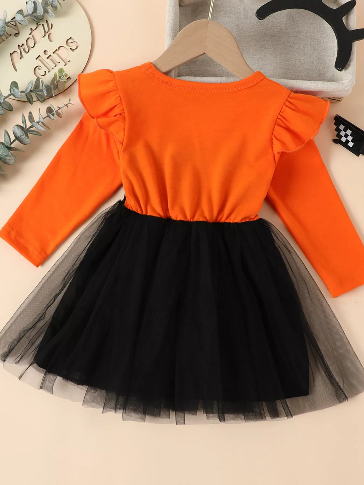 Children's Halloween Cat Eye Ruffle Tulle Dress - Lilixa.store