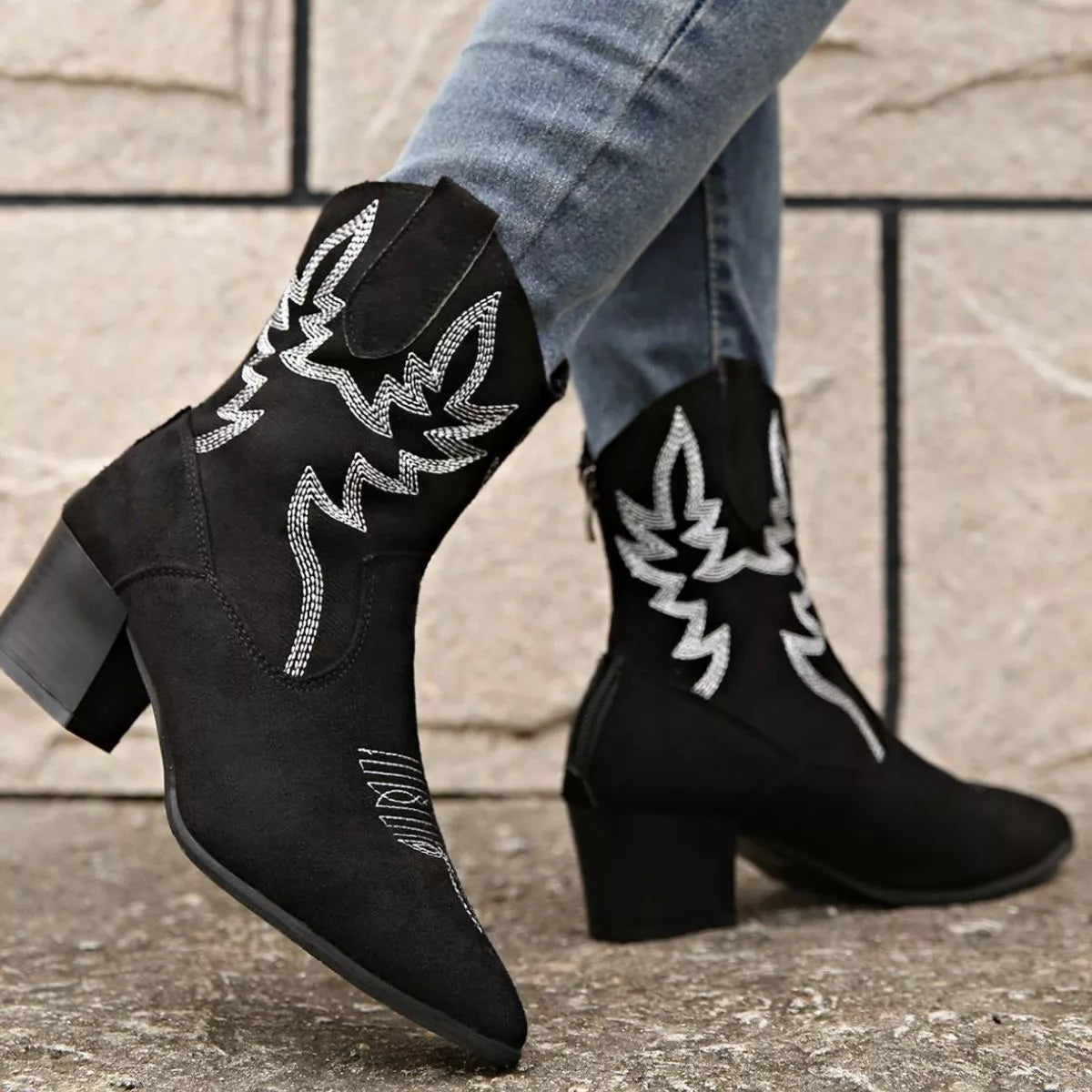 Point Toe Block Heels Boots - Lilixa.store