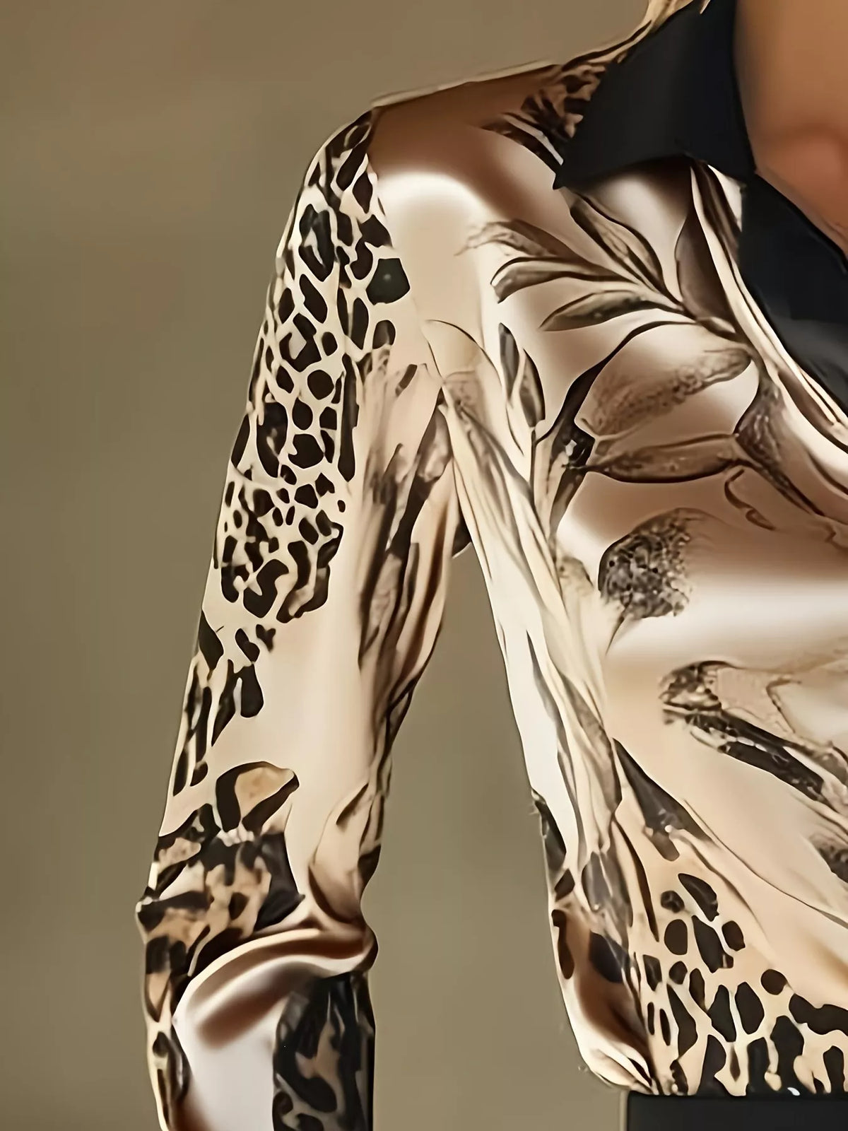 Satin Leopard Button Up Shirt - Lilixa.store