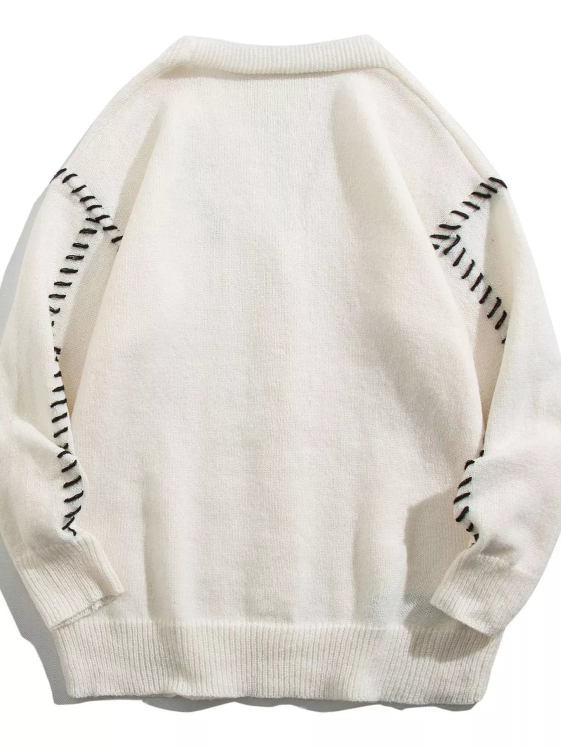 Men's Plus Size Ribbed Trim V-Neck Knit Cardigan, view 2