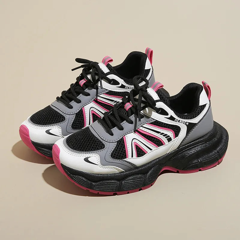 Lace-Up Platform Athletic Shoes - Lilixa.store