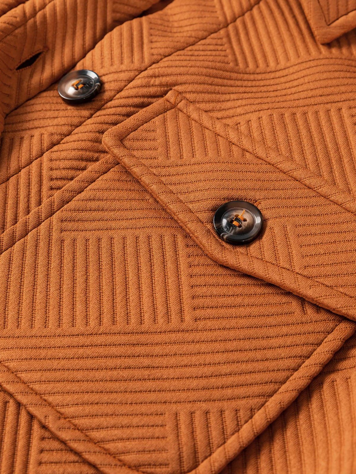 Textured Collared Drop Shoulder Buttoned Front Coat in Caramel, view 6
