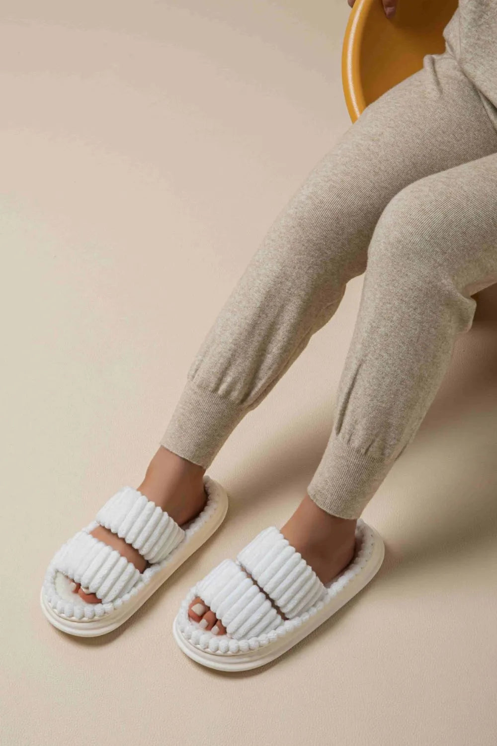 Open Toe Fluff Platform Slippers - Lilixa.store
