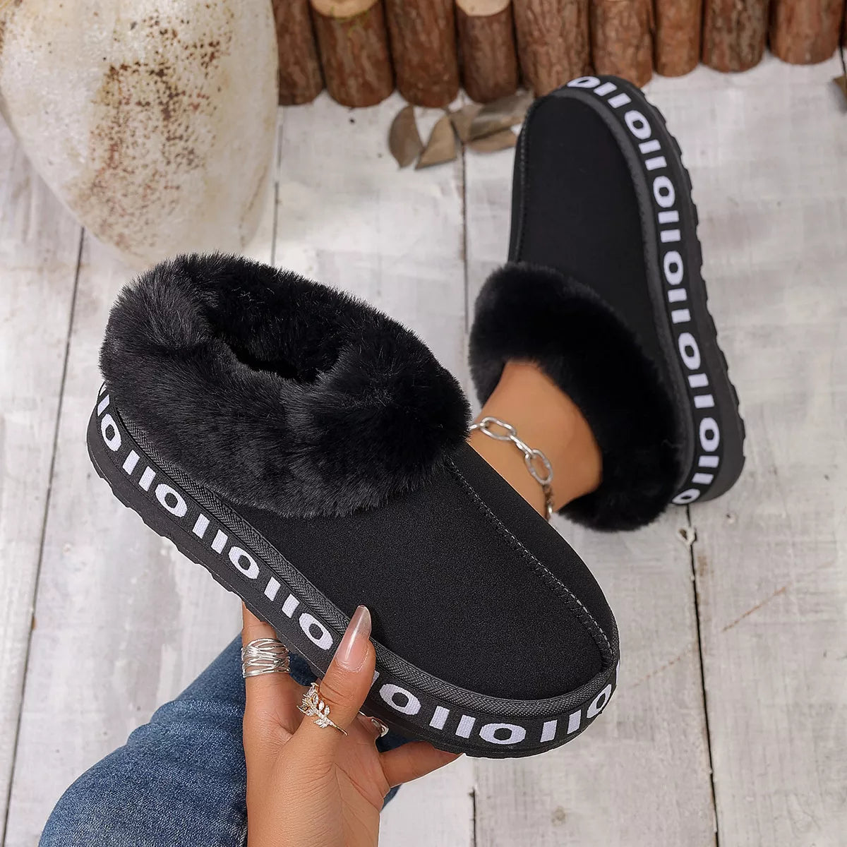 Round Toe Plush Lined Ankle Boots - Lilixa.store