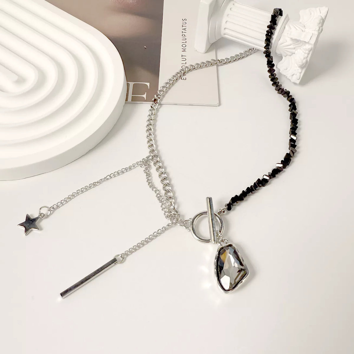 Gothic Punk Star Charm Toggle Necklace - Lilixa.store