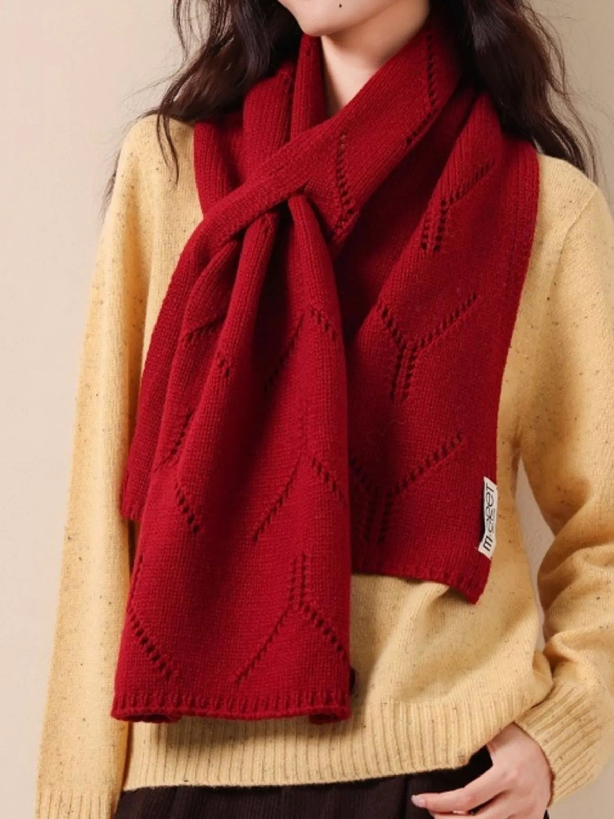 100% Wool Openwork Scarf - Lilixa.store