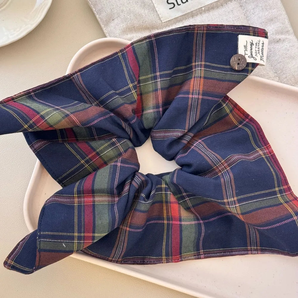 Contrast Plaid Elastic Hair Scrunchy - Lilixa.store