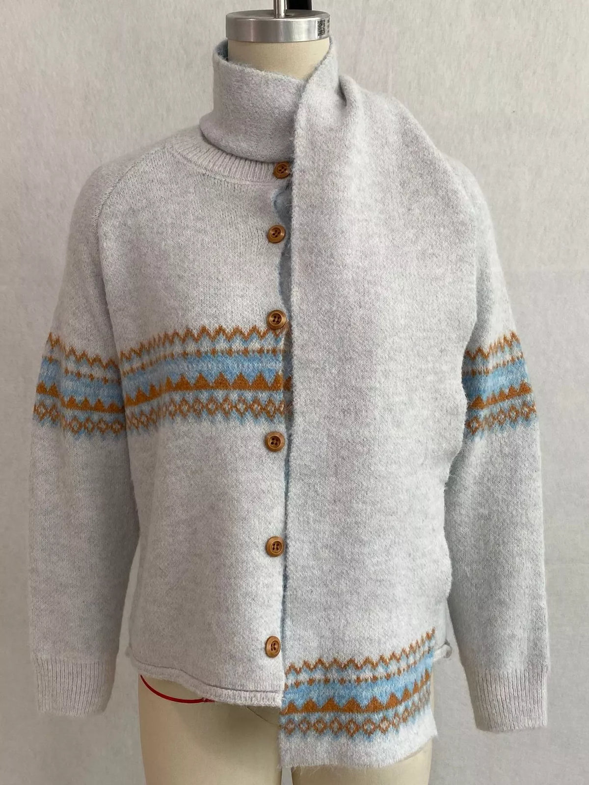 Geometric Button Down Knit Cardigan, view 5
