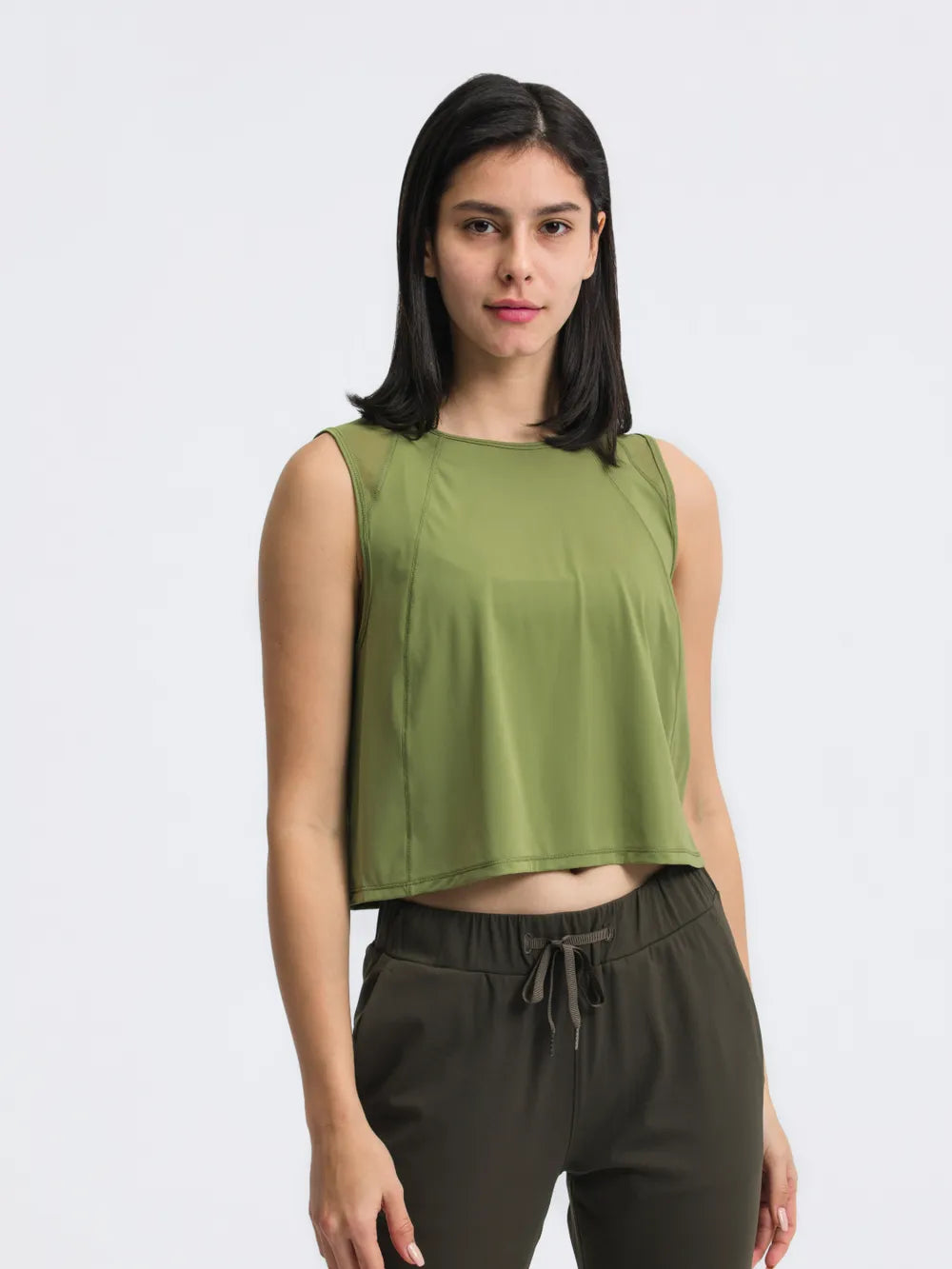 Millennia Round Neck Cropped Active Tank - Lilixa.store