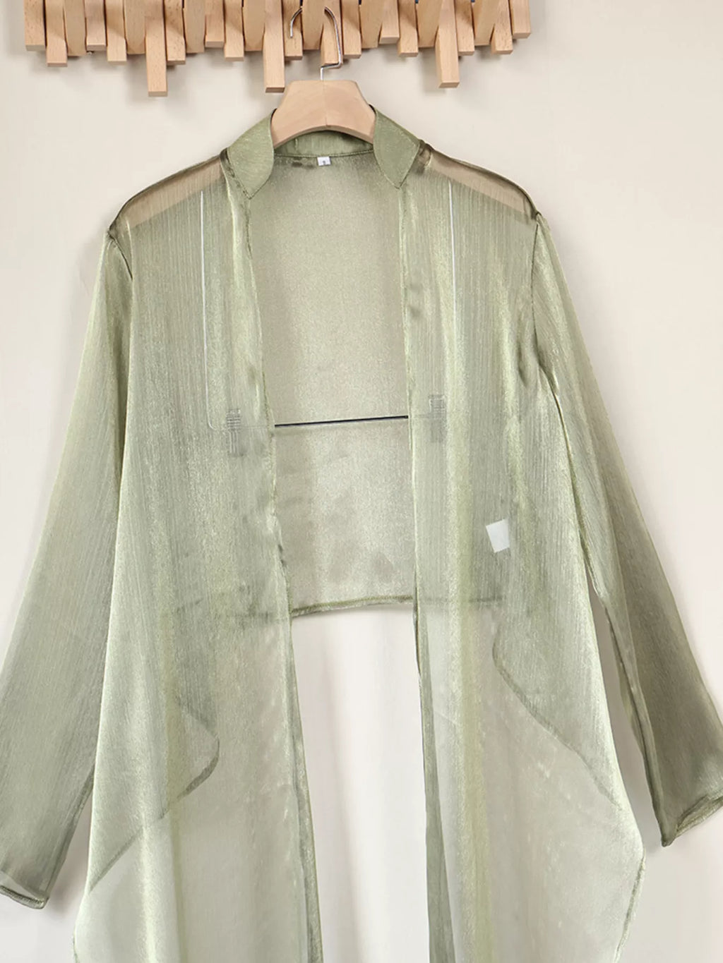 Sheer Front Tie Detail Long Sleeve Shirt - Lilixa.store