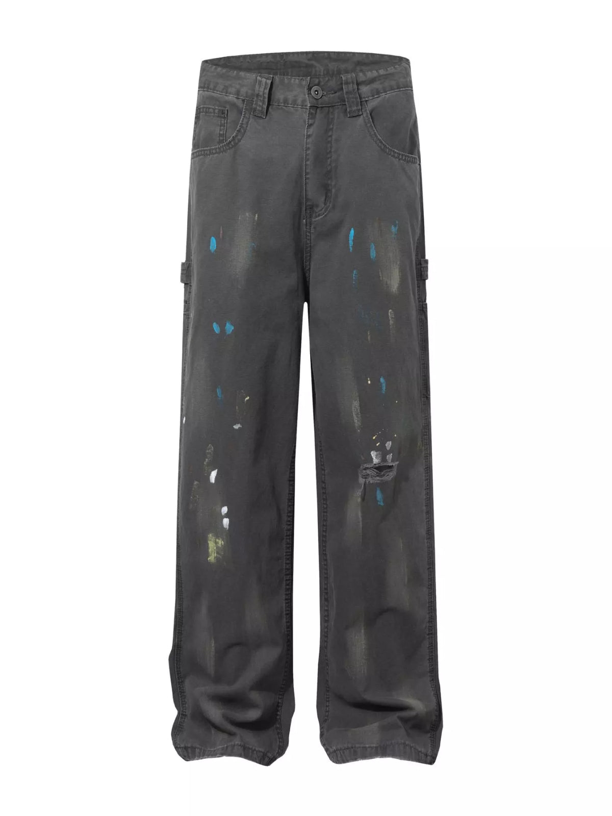 Men's Paint Splatter Wide Leg Pants in Grey