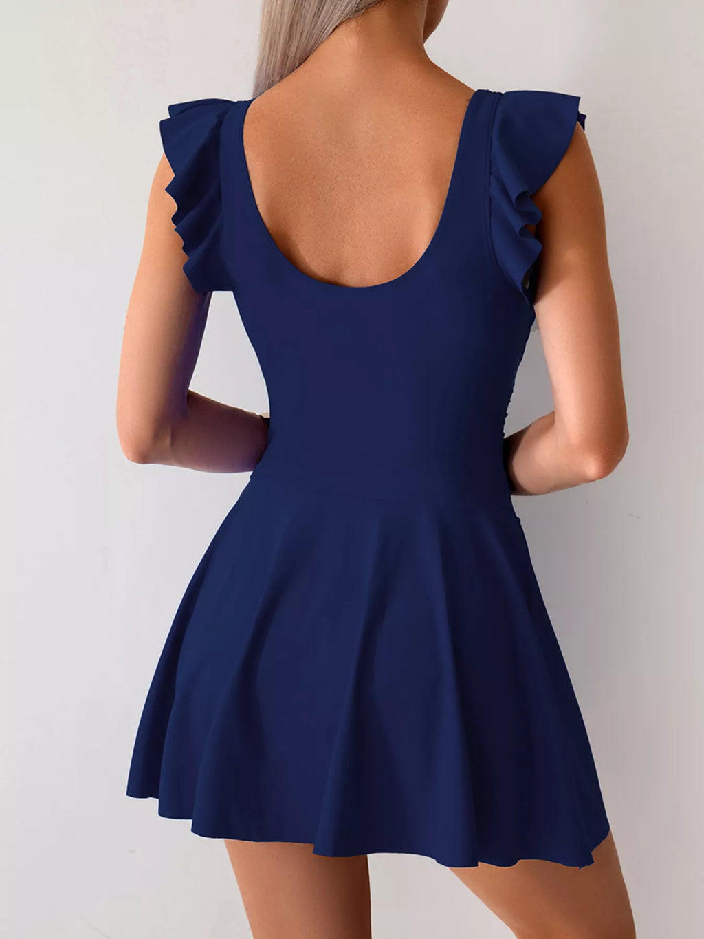 Ruffled Sleeve One-Piece Swim Dress - Lilixa.store