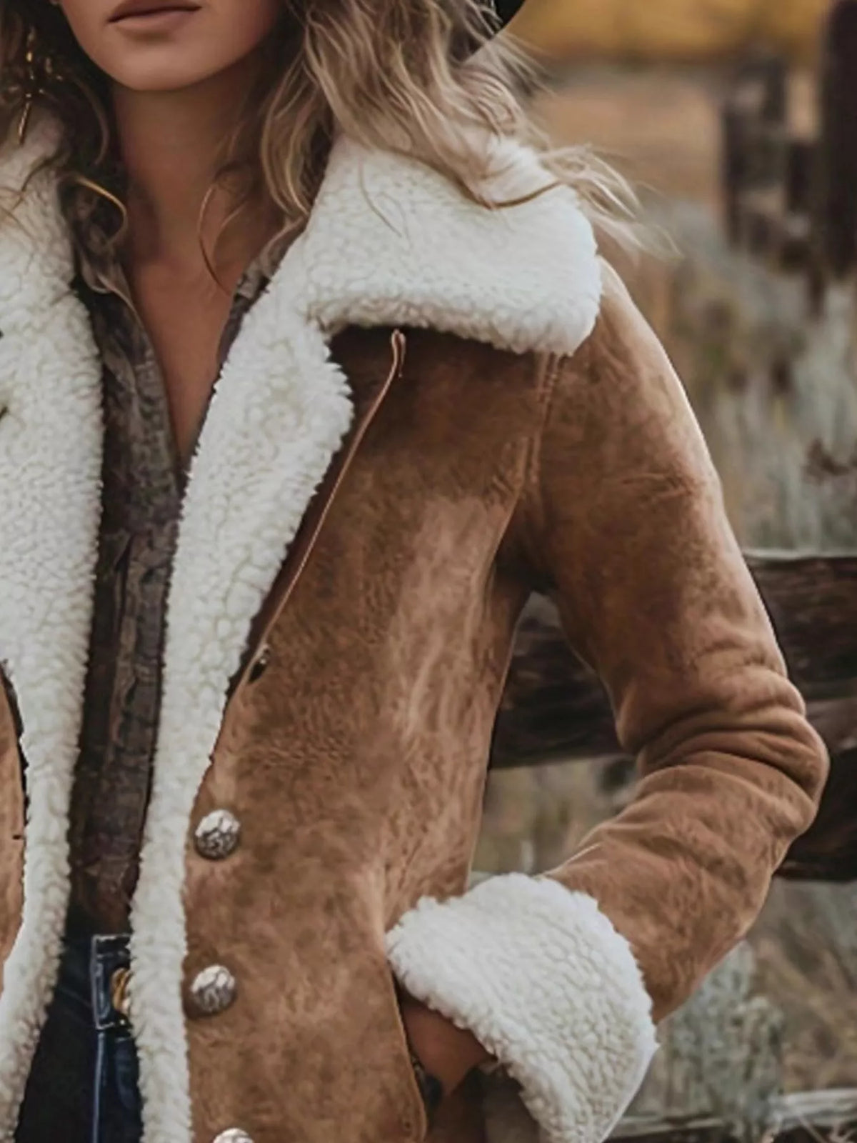Sherpa-Lined Button Up Jacket