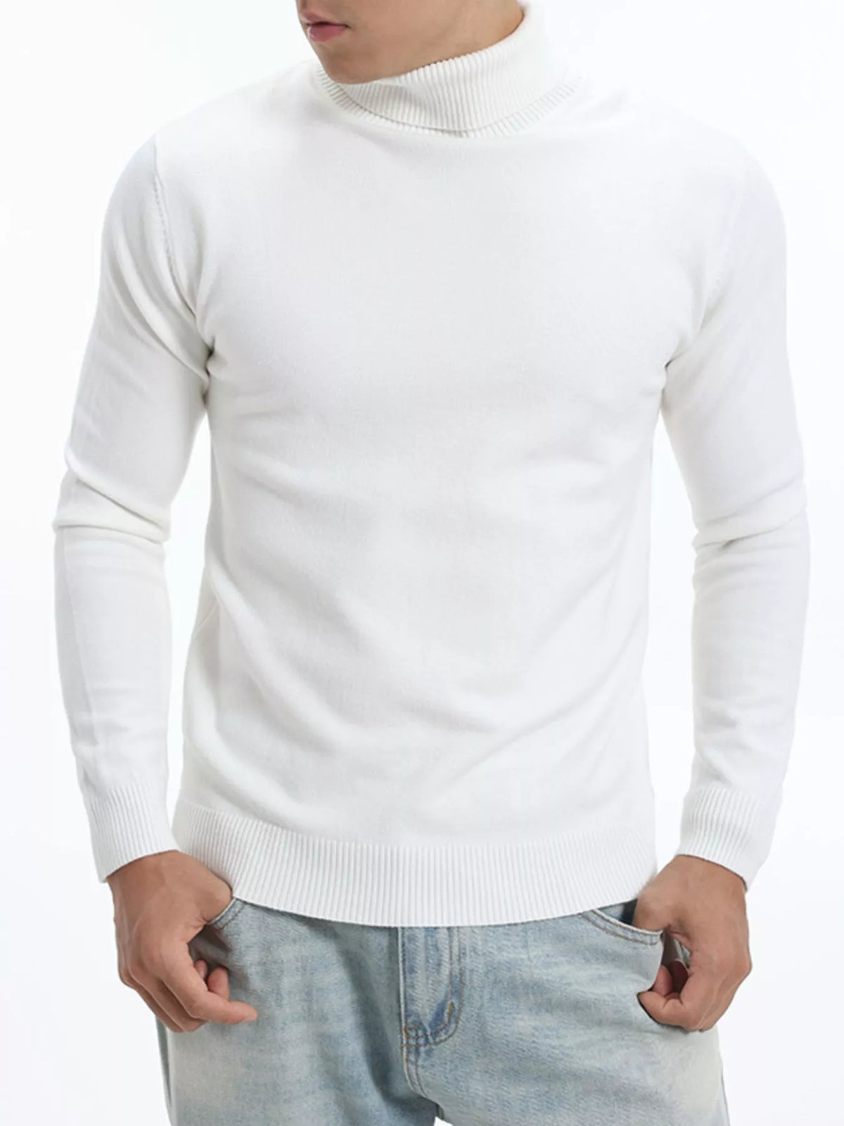 Men's Plus Size Slim-Fit Turtleneck Sweater - Lilixa.store