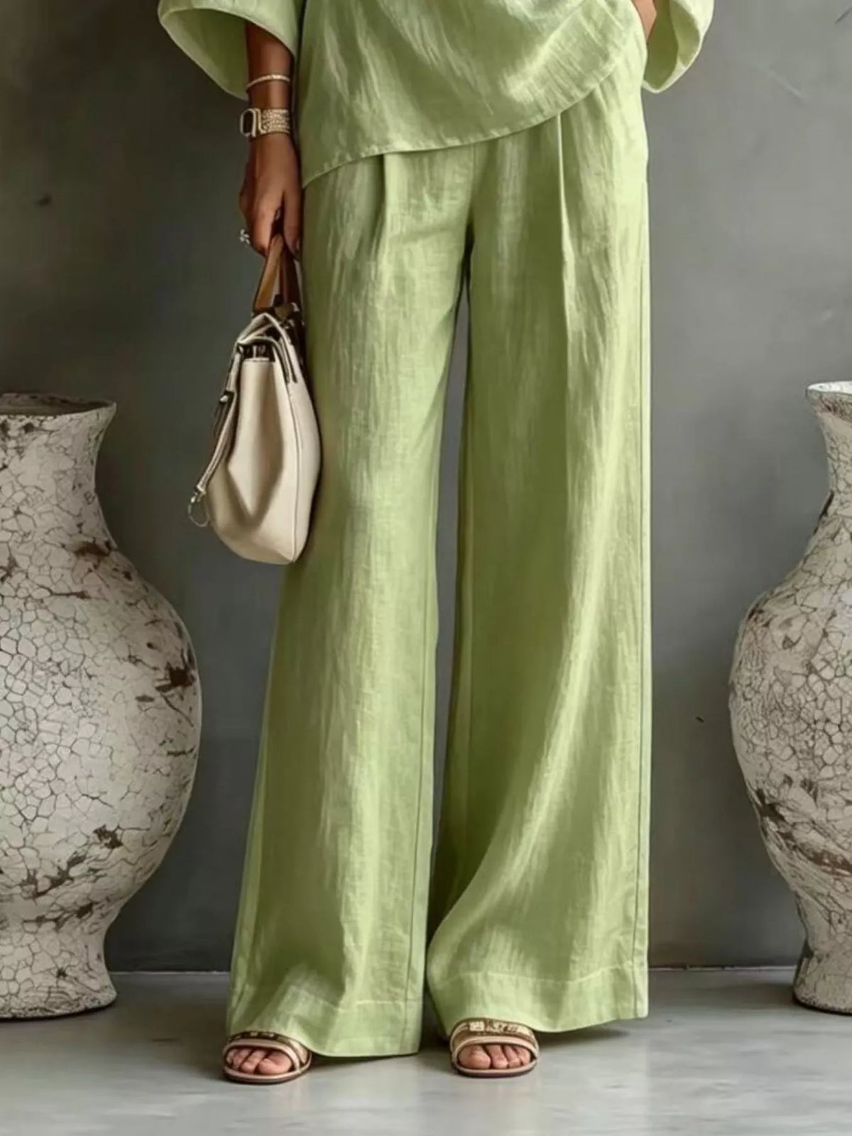 One Shoulder Top and Wide Leg Pants Set - Lilixa.store