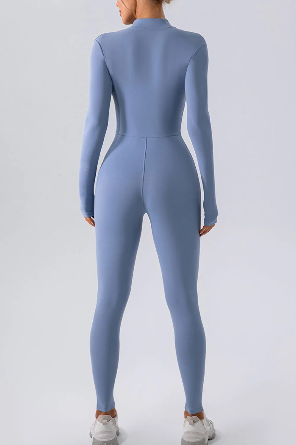 Half Zip Mock Neck Active Jumpsuit - Lilixa.store