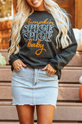 Letter Graphic Round Neck Long Sleeve Sweatshirt - Lilixa.store