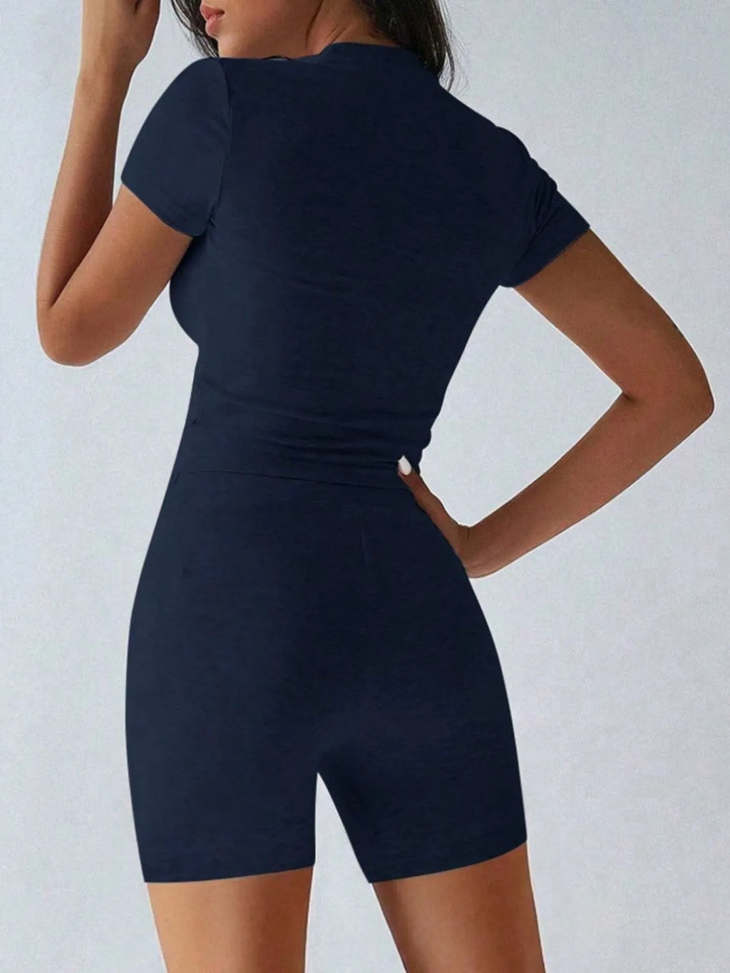 Round Neck Short Sleeve Top and Shorts Set - Lilixa.store