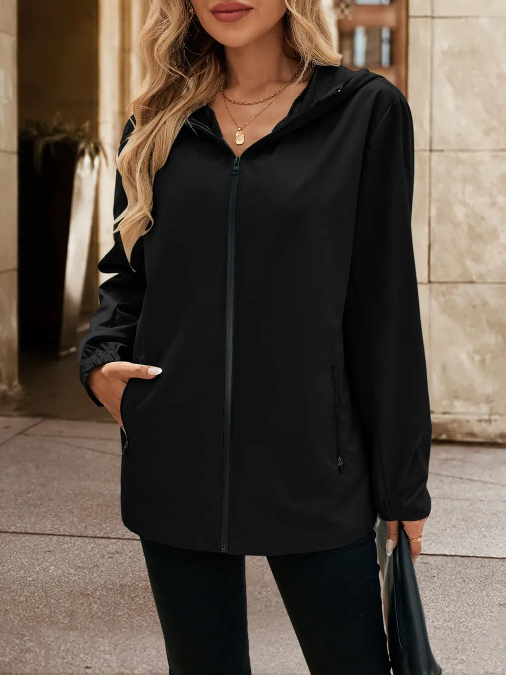 Ivy Lane Pocketed Zip Up Hooded Jacket, view 19