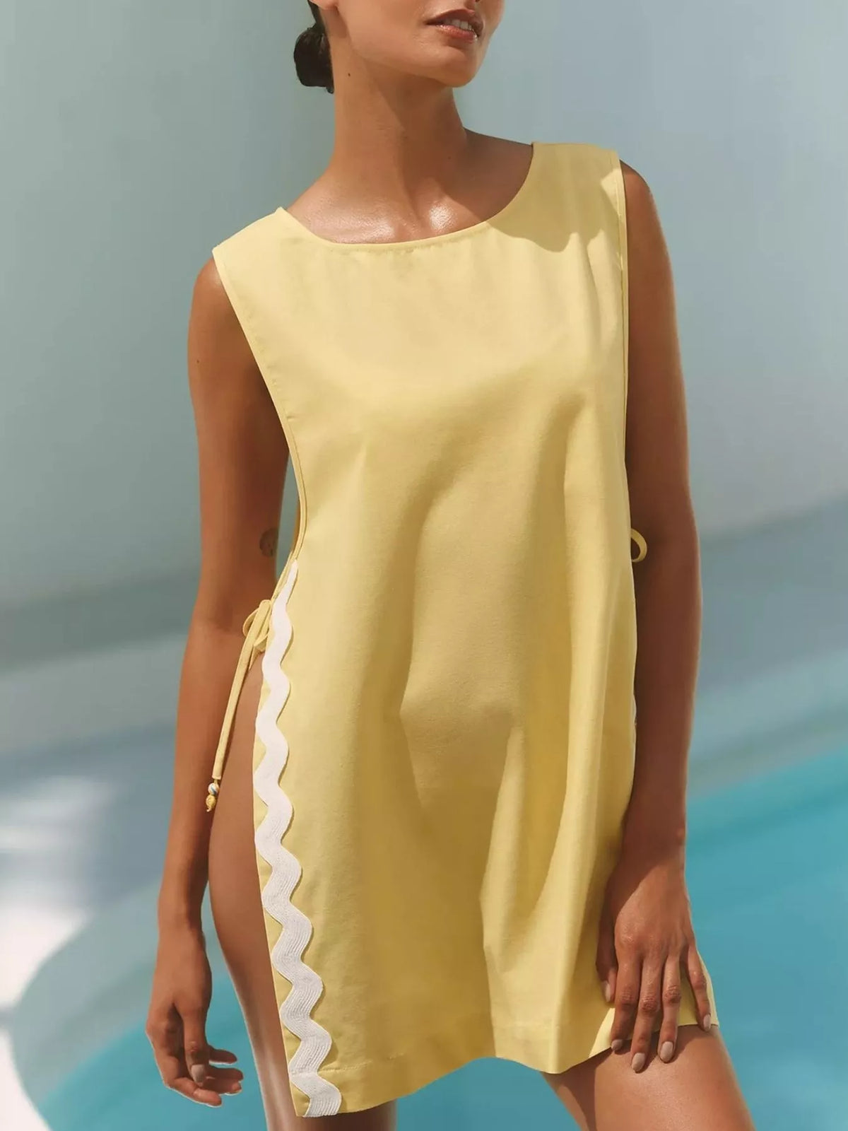 Scalloped Trim Sleeveless Cover-Up - Lilixa.store