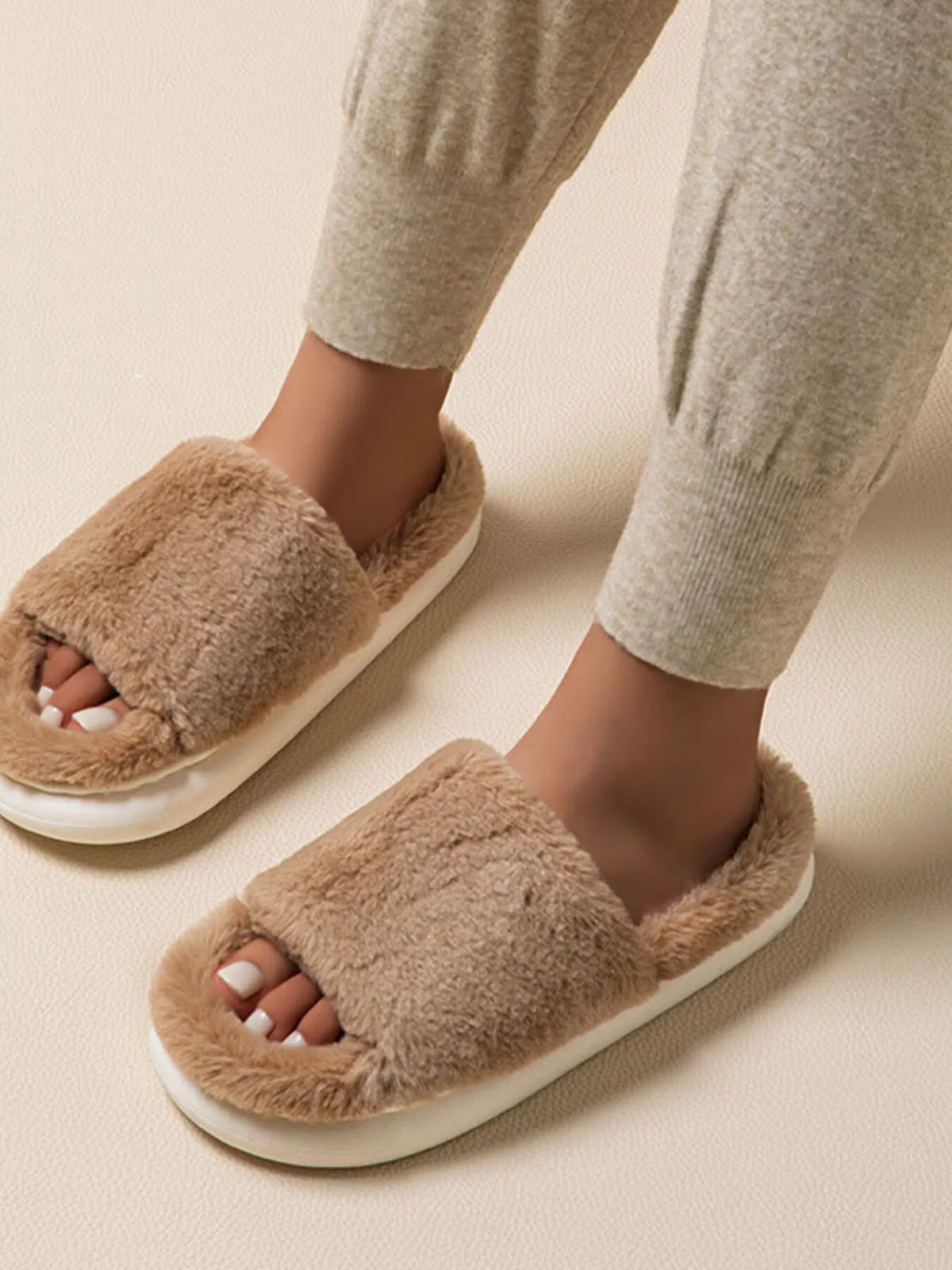 Fluffy Open Toe Comfort Slippers - Lilixa.store