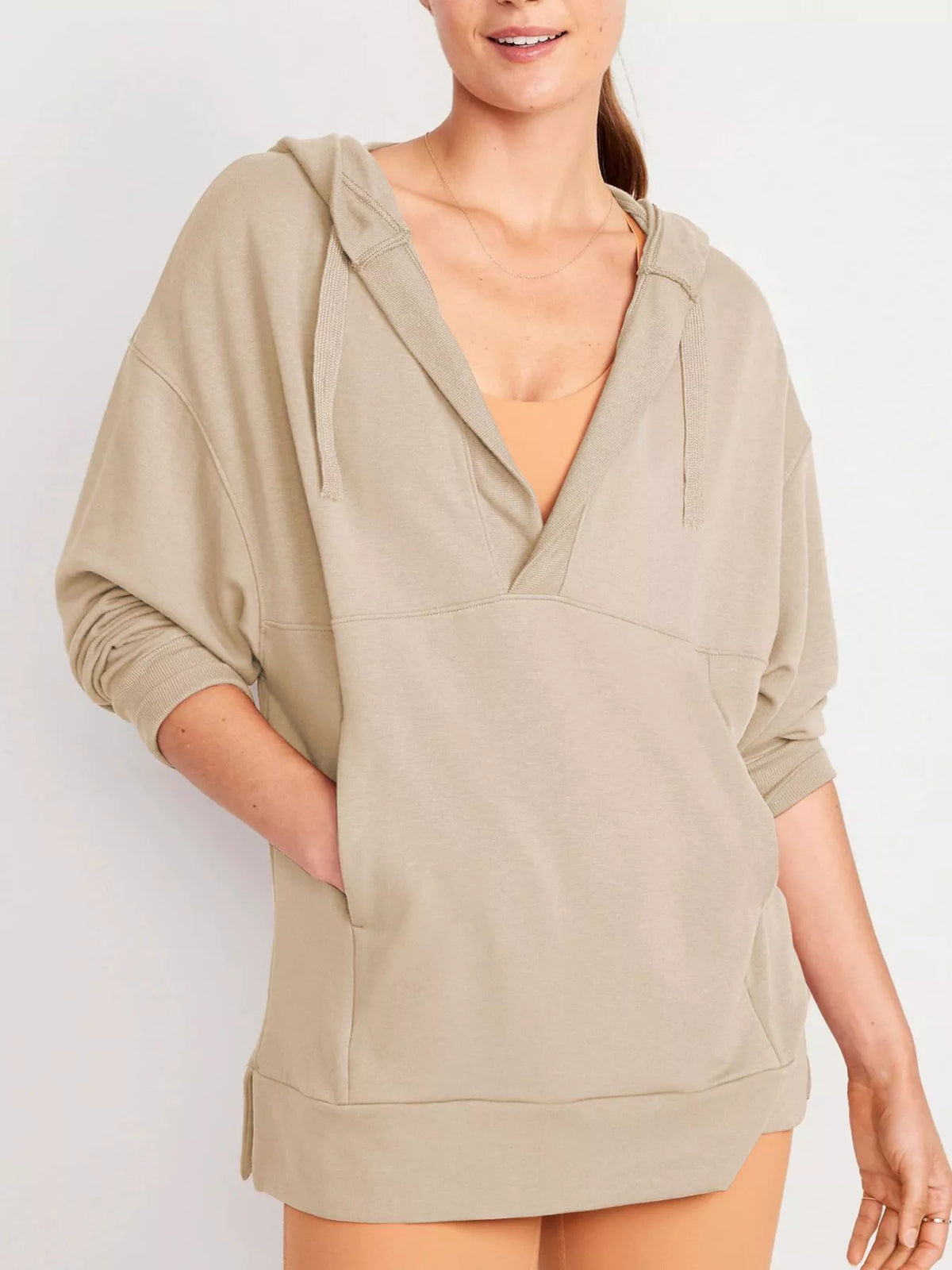 Drawstring Kangaroo Pocket Long Sleeve Hoodie - Lilixa.store